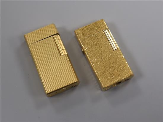 Two Dunhill gold plated Rollagas lighters